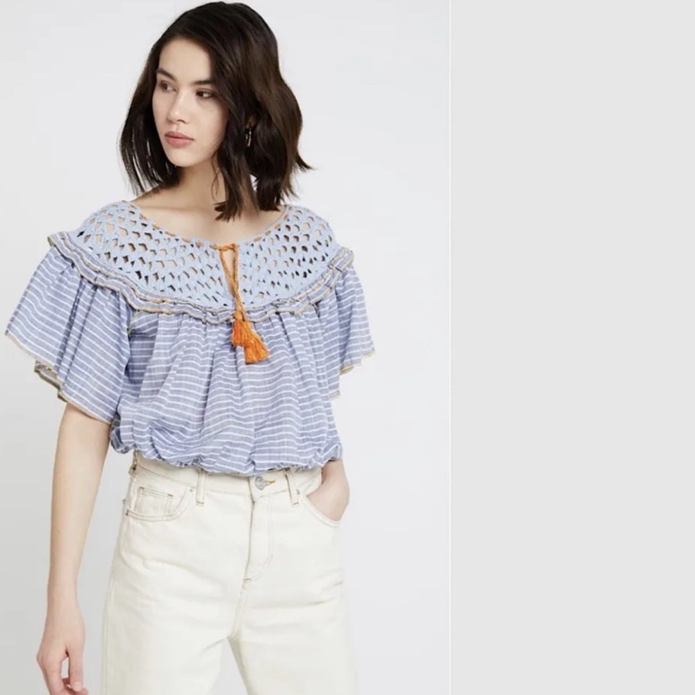 Free People Allora Allora Striped Crochet Crop